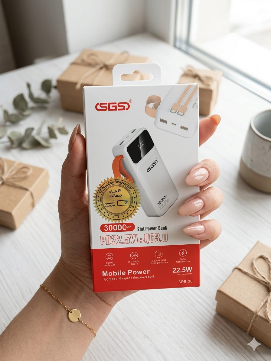 پاوربانک 30000mAh اس جی اس مدل SGS SPB-30