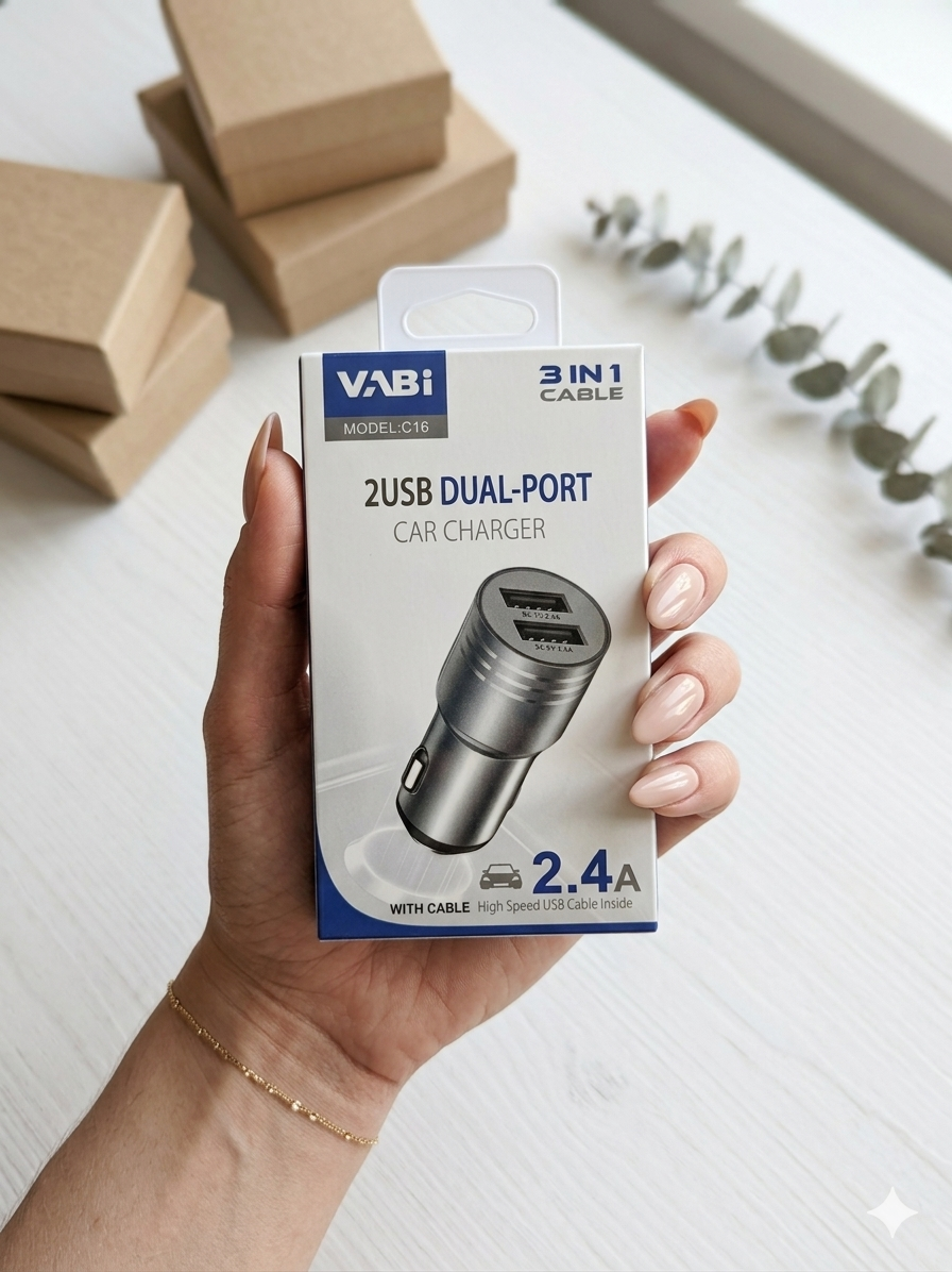 شارژر فندکی Vabi دو پورت مدل C1۶