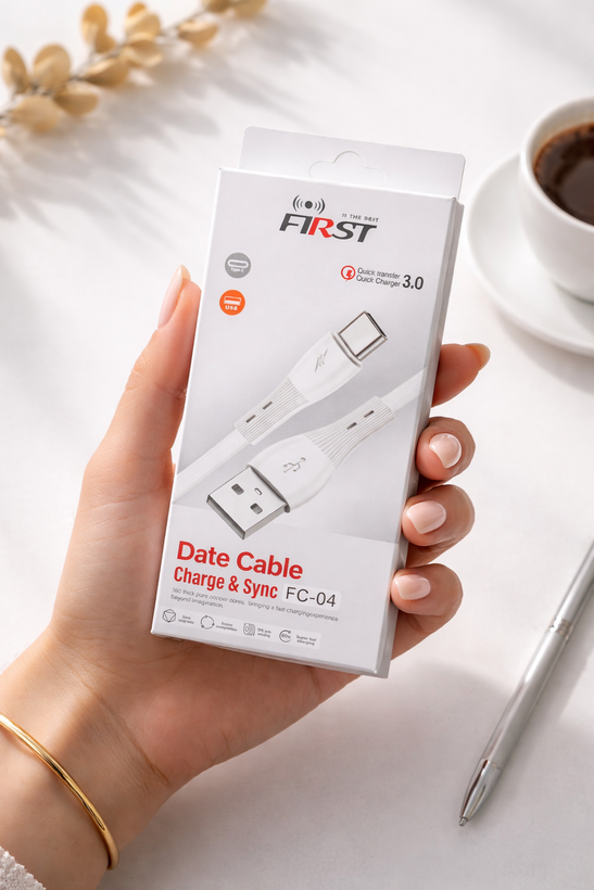 کابل شارژ فست First تایپ سی مدل FC-04 رنگ سفید
