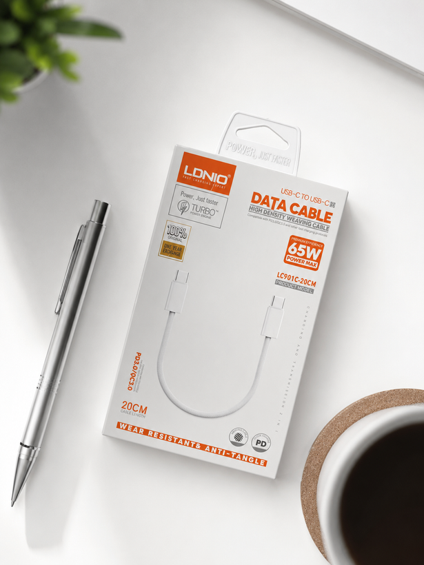 کابل شارژ دو سر تایپ سی پاوربانکی الدینیو مدل LC901C-۲۰cm