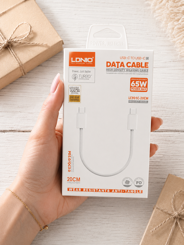 کابل شارژ دو سر تایپ سی پاوربانکی الدینیو مدل LC901C-۲۰cm