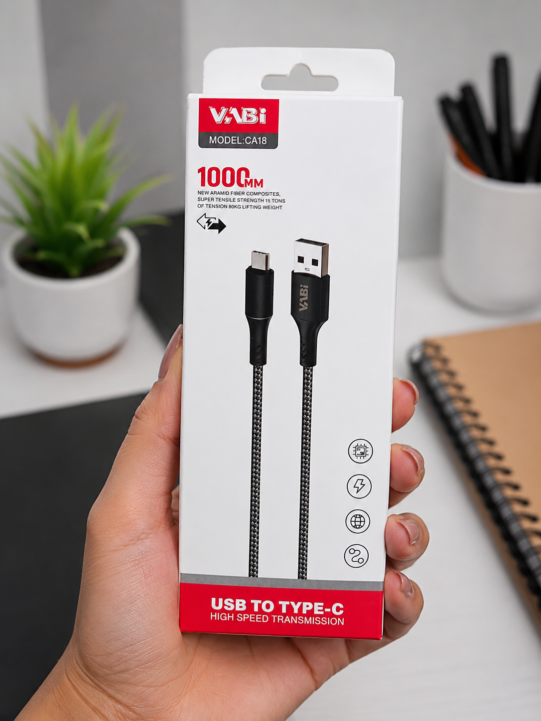 کابل شارژ تایپ سی وابی (VABi) طول 1 متر مدل CA18