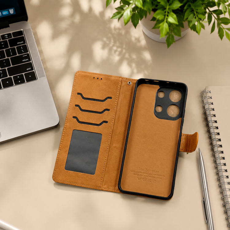 قاب کیفی چرمی شیائومی Note 13 4g داخل خز دار