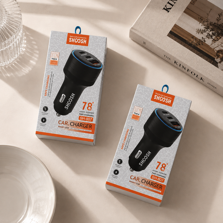 شارژر فندکی ۳ پورت فست شارژ SHOOSH مدل SH-807 توان 78 وات