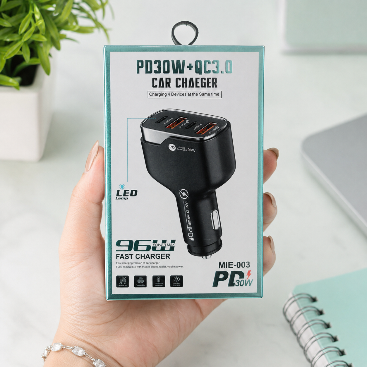 شارژر فندکی 30w چهار پورت فست شارژ