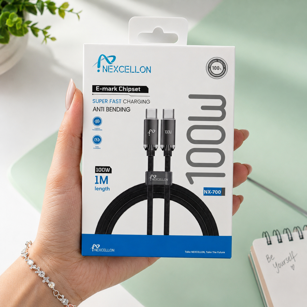 کابل دو سر تایپ سی Nexcellon مدل NX-700 ویژگی 100 وات