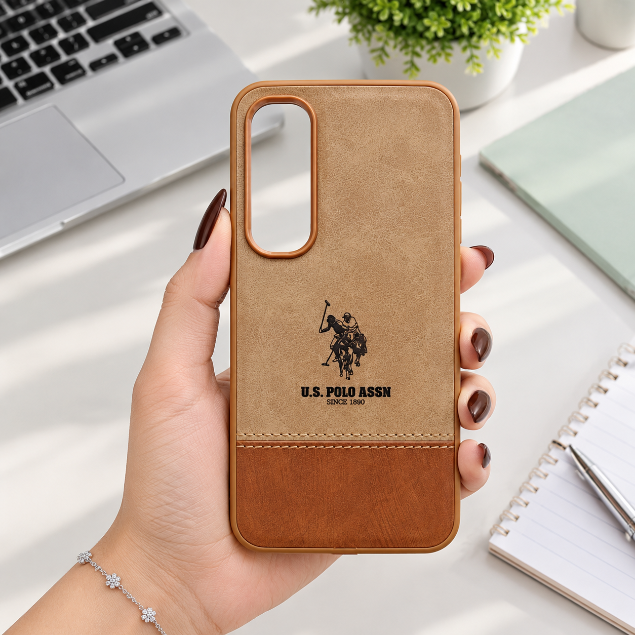 قاب طرح چرم POLO اورجینال سامسونگ S24Fe