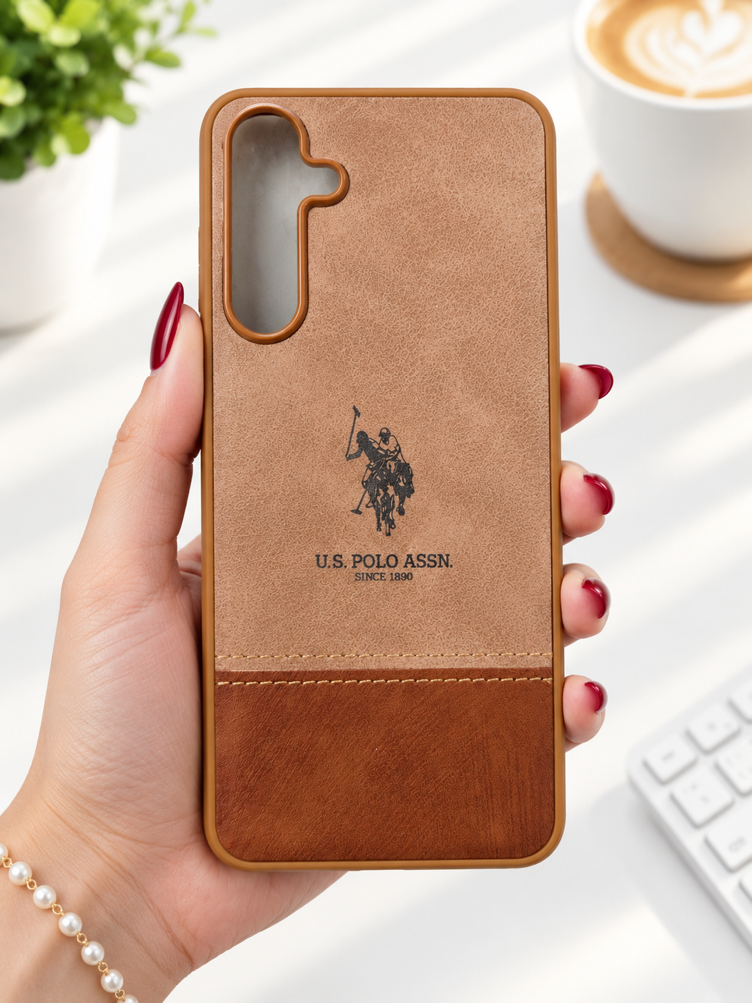 قاب طرح چرم POLO اورجینال سامسونگ A55
