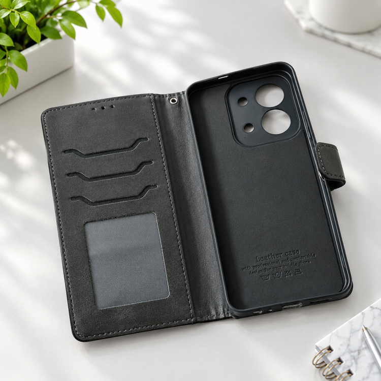 قاب کیفی چرمی شیائومی Redmi 15C داخل خز دار